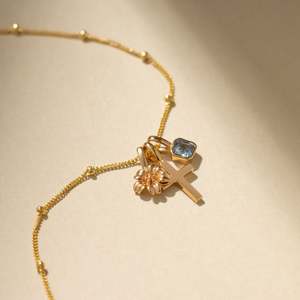 Colliers de mode étanches en acier inoxydable avec pendentif Fleur de décembre, chaîne lâche DIY de base, électroplaqués sous vide en four - Product Image 3