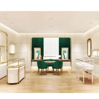 Comptoir de présentation de bijoux de luxe en or pour magasin, table de présentation, mobilier de bijouterie, vitrines en verre avec éclairage LED SUNDO