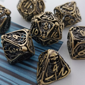 Hot Custom Engraved Antique Gold Skeleton <strong>Man</strong> <strong>Dice</strong> RPG <strong>Dice</strong> for Role-playing Board Games 16mm DND Metal Skeleton <strong>Dice</strong> Set - Product Image 3