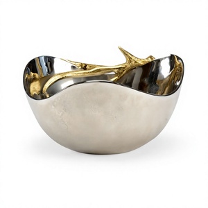 Moderno Tazón para Ensalada con Diseño de Asta Dorada, Hecho a Mano, Pulido, Plato Decorativo para Servir Comida, Pasta, Fideos, Estilo Coreano - Product Image 1