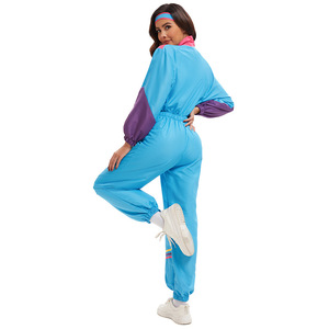 Chándal Retro para mujer, ropa deportiva azul de secado rápido estilo años 80 y 90 para baile, aeróbic, esquí - Product Image 4