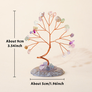 งานฝีมือคริสตัลขายส่ง คริสตัลชิปธรรมชาติ ฐานอะเกต ต้นคริสตัลประดับตกแต่งบ้าน เสริมสิริมงคล รักษาโรคด้วยเรกิ เสริมโชคลาภ - Product Image 2