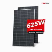 Panneau solaire bifacial double vitrage ZIKO Power 625W type N, module PV monocristallin 625W pour système d'énergie solaire