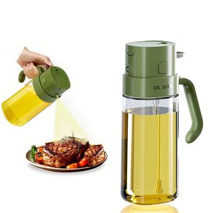 Factory Sale Custom logo 550ml Pour and Spray Glass Salad Olive Coconut Sprayer Cooking Oil Bottle 2 in 1 for Kitchen - Product Image 1