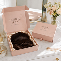 Kotak Hadiah Wig Satin Mewah Custom Pabrik, Kotak Kemasan dengan Cetak CMYK, Foil Emas UV, Kotak Laci Magnetik untuk Merek Wig Wanita