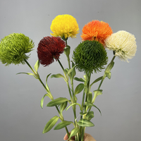 Zachte aanraking Zachte PVC Kunstmatige Groene Dianthus Pompon Ballen Kunstbloemen voor Huis Winkel Showroom Arrangement Presentatie