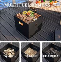 Four à pizza d'extérieur portable de 16 pouces Four à fer multifonctionnel 4 en 1 avec 2 couches détachables, compatible avec le bois et le carburant.