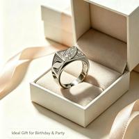 Bague Hip Hop large et massive pour homme, micro-pavée de zircon carré, en laiton plaqué platine, bague statement