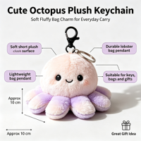 Porte-clés en peluche pieuvre mignon, breloque de sac en peluche pieuvre douce, petit pendentif animal en peluche pour sac à dos, porte-clés, fête d'anniversaire pour enfants