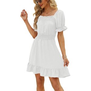 Womens Summer Boho Sleeveless Smocked Tiered Ruffle Maxi <b>Dress</b> <b>Elastic</b> Waist Loose Fit Holiday Celebration Breathable Woven - Product Image 4