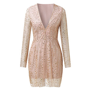 New Style Spring <strong>Summer</strong> <strong>Sequin</strong> Long Sleeve <strong>Dresses</strong> Party Dinner <strong>Sexy</strong> <strong>Bodycon</strong> <strong>Dress</strong> - Product Image 5