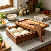 Caja de Fermentación de Masa de Pizza de Madera Personalizable con Tapa, Madera de Acacia, Adecuada para Almacenamiento en la Cocina y Horneado