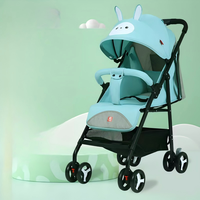Poussette bébé avec dossier réglable, suspension des roues avant, accoudoirs amovibles, design pliable, en tissu lin, sûre pour les enfants en extérieur