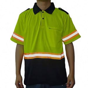 เสื้อกั๊กผู้ชายแบบถัก Hi Viz ป้องกันรอยยับ แขนสั้น ผลิตจากโพลีเอสเตอร์เรืองแสง สำหรับงานด้านความปลอดภัย - Product Image 1