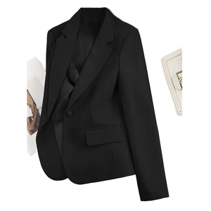 2025 automne hiver haute qualité décontracté petit costume veste Beige blanc à manches longues haut imprimé tricoté affaires <span class=keywords><strong>Blazer</strong></span> court - Product Image 1