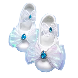 Zapatos de Ballet Suaves de Alta Calidad Baifa, Suela Antideslizante, Hermoso Diseño de Lazo de Mariposa, Parte Superior de Satén Transpirable para Niña - Product Image 1