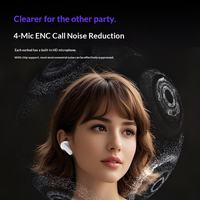 Earbud Nirkabel Orange In-Ear BT 5.3 ANC TWS Headset Hemat Daya Peredam Kebisingan untuk Penggunaan Sehari-hari