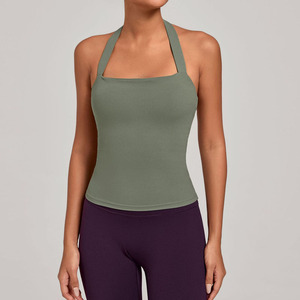 여성용 심리스 뷰티백 통기성 속건 경량 솔리드 나일론/스판덱스 피트니스 스포츠 홀터 탱크탑 (맞춤 로고 가능) - Product Image 2