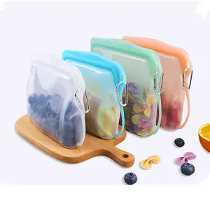 Diskon besar tas Freezer tahan bocor kustom kantung silikon bebas BPA tas penyimpanan makanan tas penyimpanan makanan silikon dapat digunakan kembali