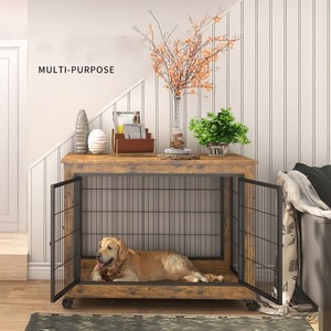 Nueva llegada moderna bandeja de metal de madera para interiores jaula para perros resistente con cierre de botón a presión para hogares - Product Image 3