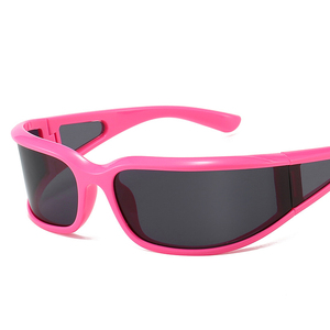 Mode <span class=keywords><strong>rose</strong></span> Y2k Punk tordu lunettes Cyberpunk lunettes de soleil hommes femmes 2024 Cool fête cyclisme conduite sport lunettes lunettes de soleil - Product Image 6
