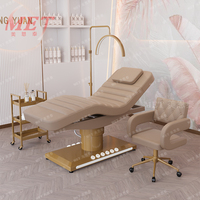 Lit de Beauté Électrique Moderne et de Luxe avec 3/4 Moteurs, Mobilier de Salon, Base Dorée, Rose, pour Spa Facial, Massage et Extensions de Cils