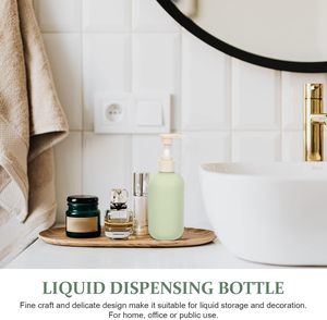 Bouteille cosmétique cylindrique en plastique vert HDPE, distributeur de shampoing, pompe pulvérisatrice, gel douche, 200/260/300/400/500ML - Product Image 5