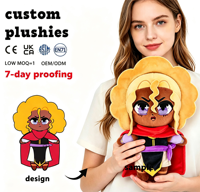 Poupée en peluche anime personnalisée unique faite à la main, avec cape amovible à boutons, figurine en peluche douce, mascotte de jeu, personnage original