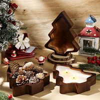 Bol à bougie en bois Plateau en forme d'arbre de Noël Bol à pâte Assiette à sushi de Noël Bol en bois sculpté à la main, décoration de bougie