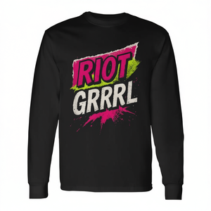 Camiseta de Manga Larga Riot Grrrl Estilo Punk Feminista de los 90, Unisex, Cuello Redondo, Impresión Serigráfica, Ropa Promocional, Talla Adulto - Product Image 2