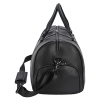 Sac de sport de nuit en cuir de veau noir pleine fleur personnalisé avec compartiment à chaussures, sac de voyage en cuir véritable