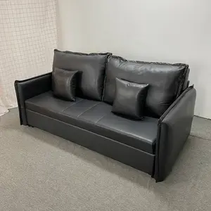 Oturma odası siyah deri çift kişilik yatak boyutu uzanma kanepesi kanepe 3 kişilik kanepe kam yatak iyi fiyat ile