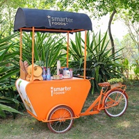 Vélo cargo à 3 roues, vélo de livraison de nourriture de rue, crêpe, chariot à glace et à café de haute qualité avec congélateur d'affichage
