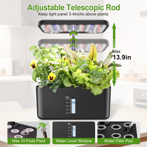 Système de culture hydroponique d'intérieur avec réservoir d'eau de 3 L et éclairage LED à spectre complet pour la culture d'herbes, de légumes et de semis - Product Image 4