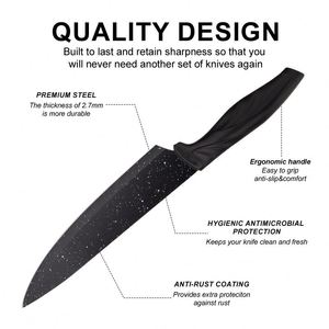 Wholesale Custom Stainless Steel German Black Chef <b>Knife</b> Kit Nonstick Super <b>Sharp</b> Kitchen Cooking Tool Kitchen <b>Knives</b> <b>Set</b> - Product Image 2