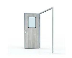 Puerta abatible con marco de aluminio estándar GMP para Hospital, farmacéutica, fabricante de puertas herméticas para salas limpias de laboratorio