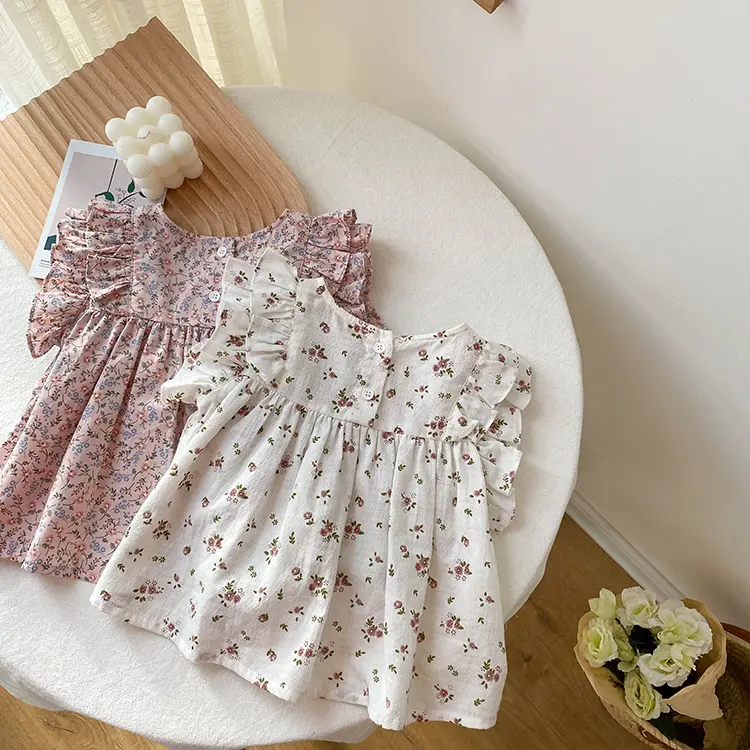 Vestido de verano fino de algodón para niña de 0 a 3 años