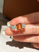Bague de luxe pour femme en or 18 carats avec émeraude orange de laboratoire taille Fanta, certifiée IGI, pour mariage et soirée, bijoux fins, vente en gros OEM ODM