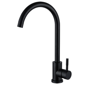 Black Kitchen Faucet Single Handle Ceramic Valve Deck Mounted Contemporary Style YQ1010F B - Product Image 3