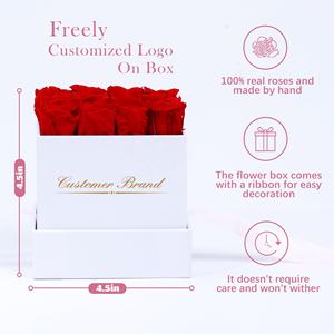 9 Roses Tête Fleur <span class=keywords><strong>Éternel</strong></span>le Longue Durée Rose Immortelle Dans Une Boîte Conservée Boîte Cadeau Rose Rouge Pour Maman - Product Image 3