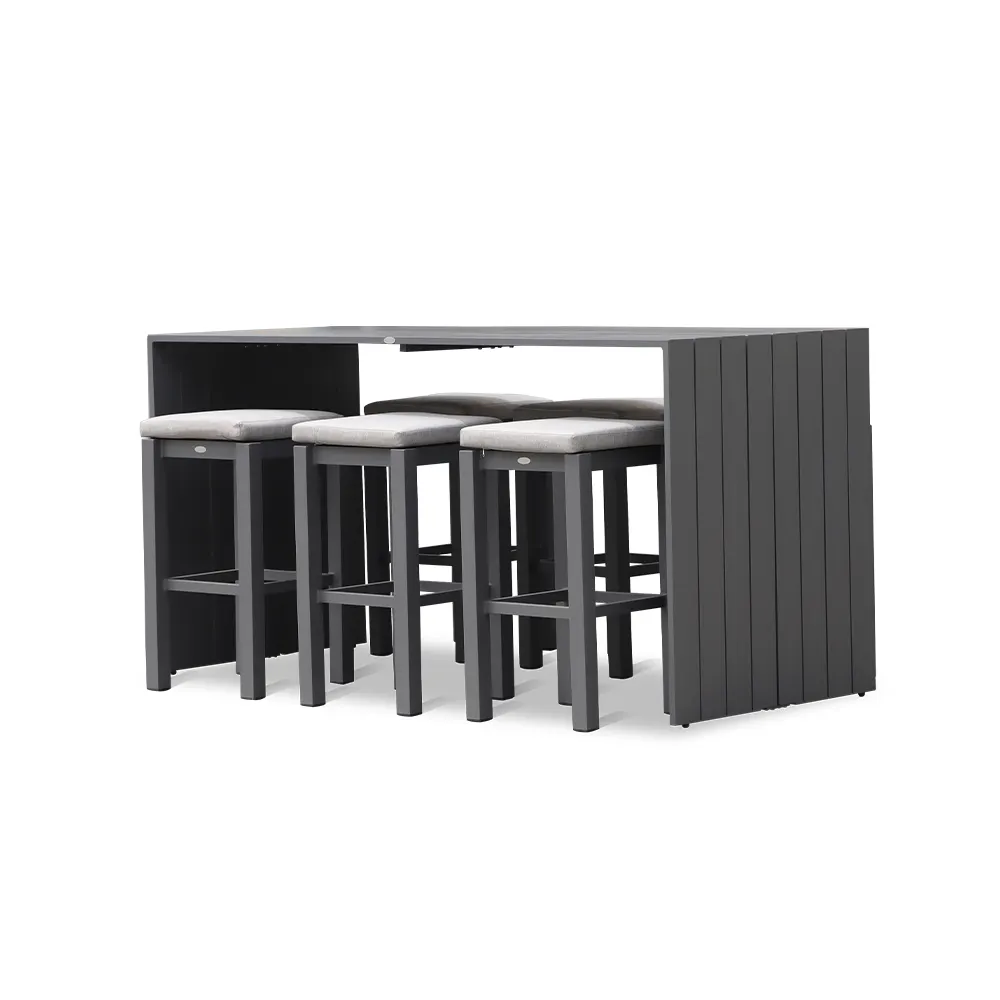 hotel set stool bar outdoor furniture aluminum beach outdoor high bar counter table and chair set