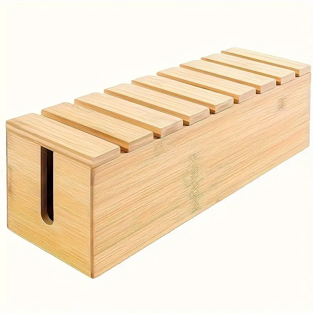 Wooden Wire Storage Box Data Cable Storage Power Cable Management Sorting Box Socket Computer Cable Plug Storage Box