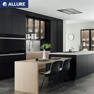 Allure 2024 Custom Modern New Design Style Smart Champagne Pvc High Gloss Lacquer Kitchen Cabinet