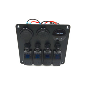 Pre-có dây nhôm <span class=keywords><strong>4</strong></span> gang chuyển đổi bảng điều chỉnh với Dual USB ổ cắm Vôn kế Ciga ổ cắm cho xe ô tô rvs xe tải - Product Image 5