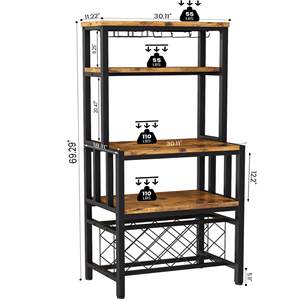 بيع بالجملة OEM/ODM 5 طبقات رف مطبخ خبازين رف بار نبيذ قائم بذاته حامل ميكروويف قهوة - Product Image 6