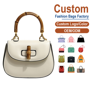 Custom High-End Bamboo Handle Crossbody Shoulder Bag Unisex Genuine <b>Leather</b> Vintage Chains Large Capacity - Product Image 1