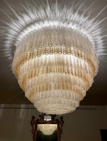 Lustre en verre de Murano de style mid-century, grand luminaire suspendu de luxe pour villa, salon, hall d'hôtel, décoration