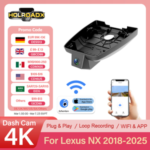 Cámara para Auto Holroadx OEM Look 4K, DVR para <span class=keywords><strong>Lexus</strong></span> NX y NX <span class=keywords><strong>Hybrid</strong></span> 2018-<span class=keywords><strong>2022</strong></span>, <span class=keywords><strong>UX</strong></span> 260h 2019-2020, Grabación en Bucle, Monitor de Estacionamiento, WiFi, App - Product Image 6