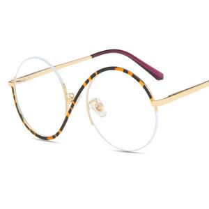 Lunettes anti-lumière bleue demi-cerclées en métal avec monture à ressort confortable et personnalité féminine, avec fil de suspension et miroir plat - Product Image 2