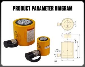 Cilindro hidráulico de acción simple de baja altura Enerpac RCS-502 de alta calidad y rendimiento, capacidad de 60 milímetros y 50 toneladas, similar a Hydrau. - Product Image 2